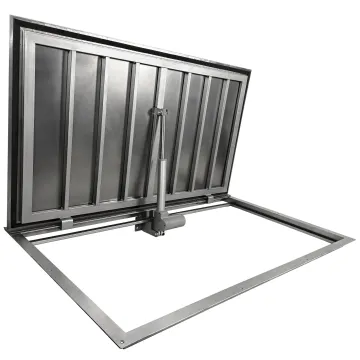 Stainless steel floor hatch STANDARD ELECTRO with tread plate and electric actuator