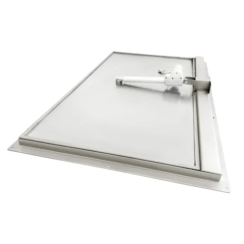 Insulated stainless steel floor hatch STANDARD OUTDOOR ELECTRO with a tread plate and electric actuator