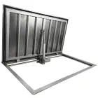 Outdoor stainless steel STANDARD ELECTRO floor hatch with tread plate and electric actuator
